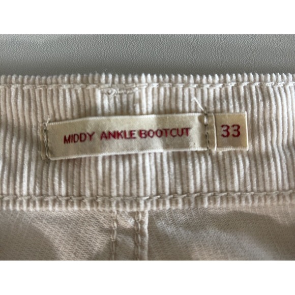 Levi's Premium Corduroy Pants Women Ivory Middy Ankle Bootcut 33x27  Size 16 New - Picture 6 of 14